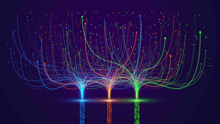 Rappresentazione grafica stilizzata di un albero di dati colorato che simboleggia le diverse branche e il flusso informativo della Data Science